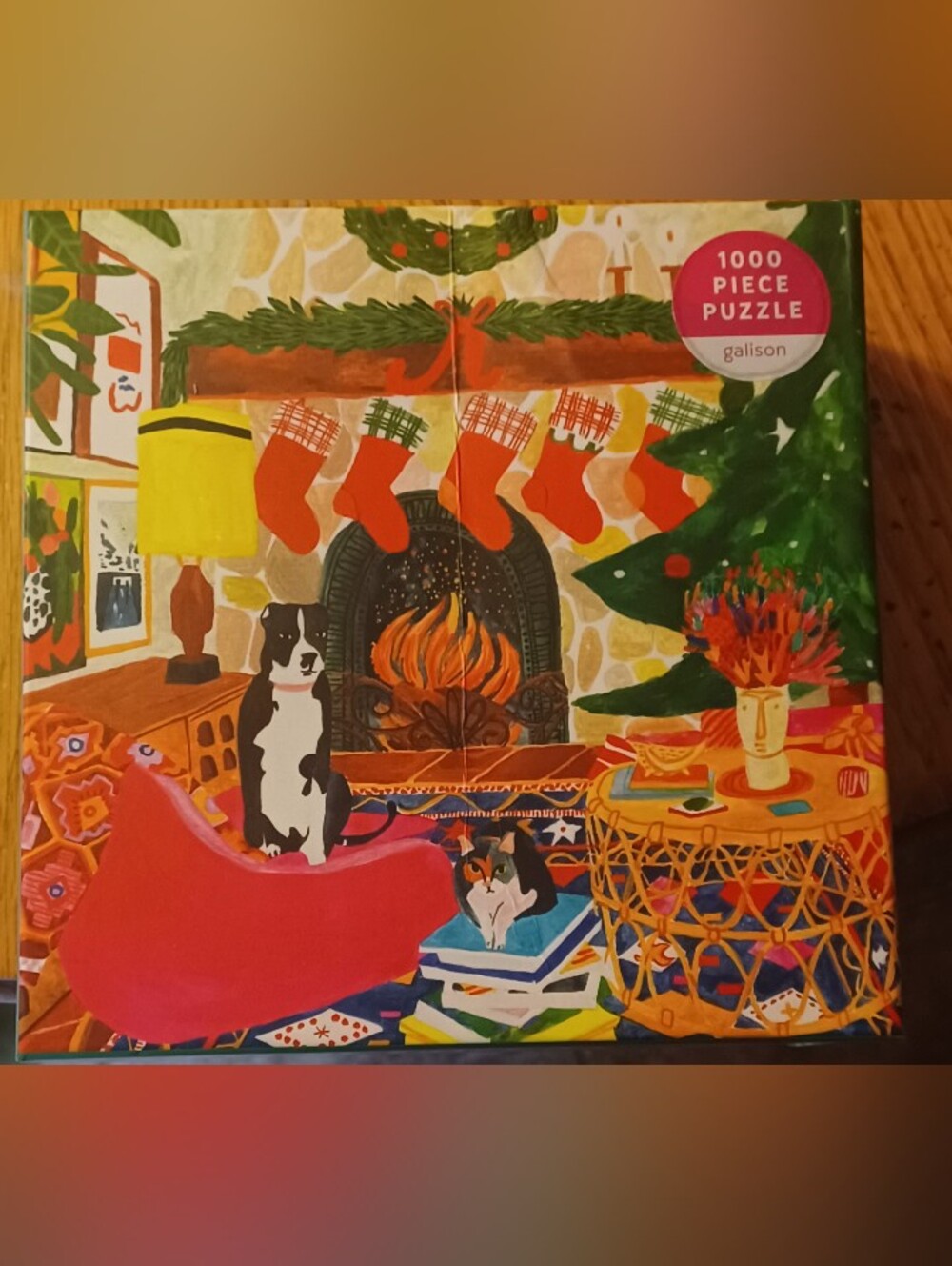 Holiday Fireplace Puzzle - Festive Living Room Scene